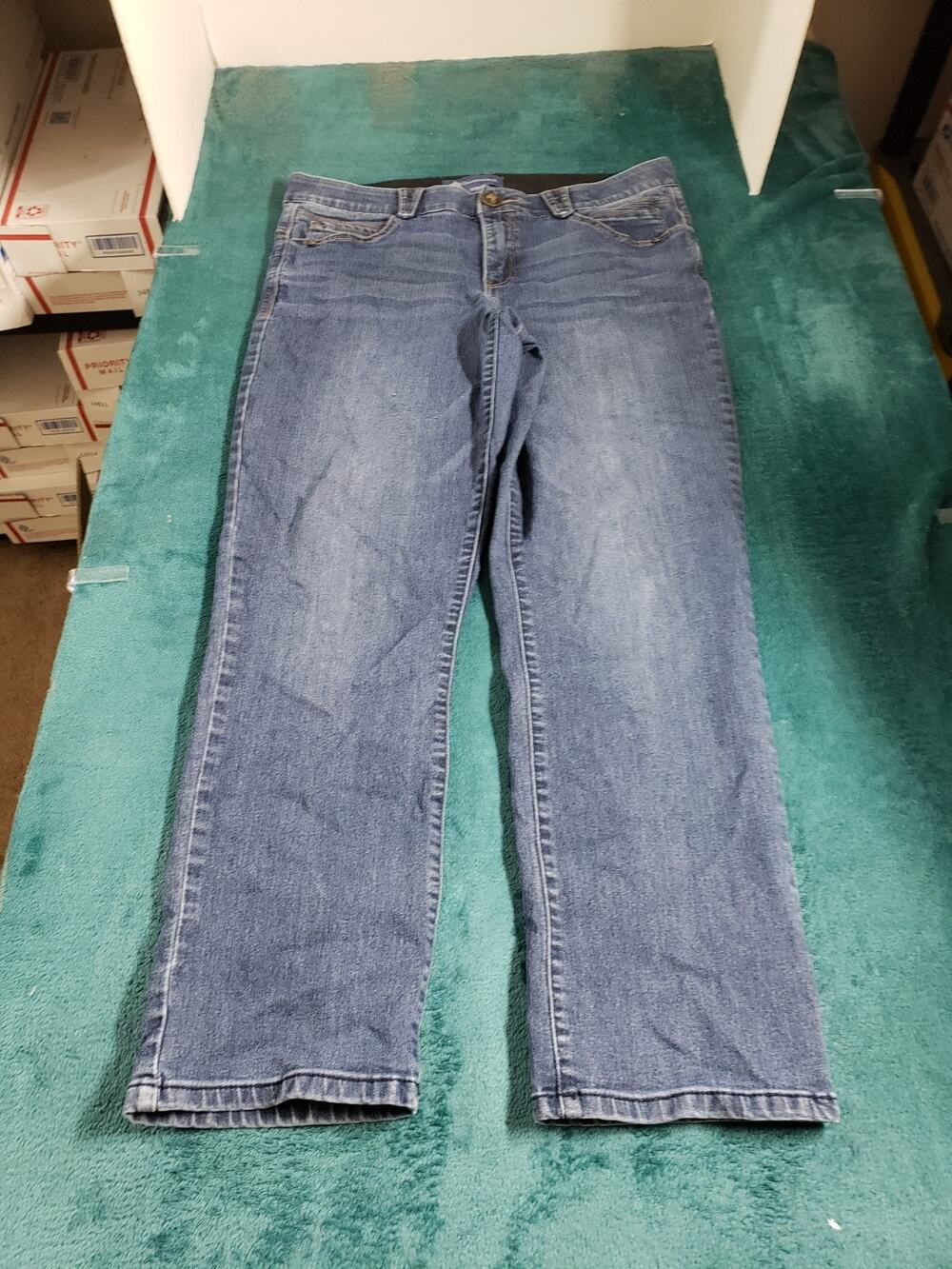 Democracy Jeans Size 10 Petite Women Blue Pants Elastic Waist Stretch Straight